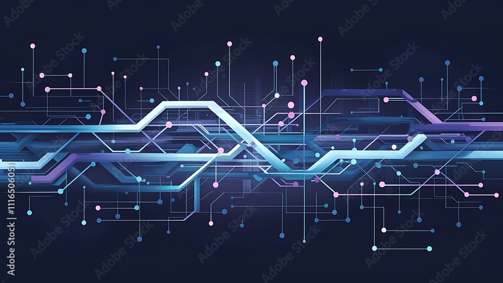 Poster abstract digital circuitry network technology and signals represent data flow and technological inno