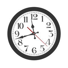 Vector black classic round  wall clock isolated on white background