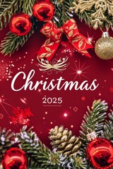 Celebrate the joyous New Year 2025 with this beautifully artistic greeting card showcasing festive decorations