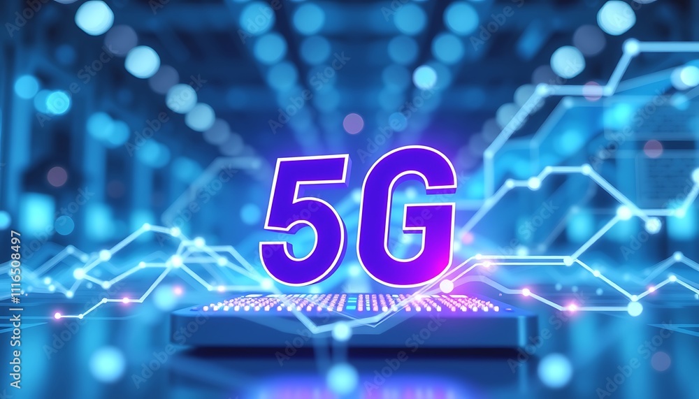 Poster 5g network technology highspeed data representing technological advancement and speed.