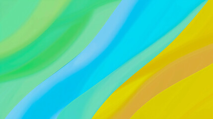 Obraz premium Vibrancy emerges with a dynamic interplay of green, blue, and yellow waves, creating an engaging abstract composition that captivates with its fluidity.