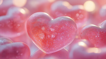 Obraz premium pink heart shaped confetti