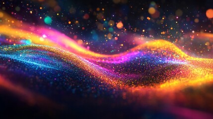 Fototapeta premium Abstract Colorful Glitter Waves with Bokeh Lights