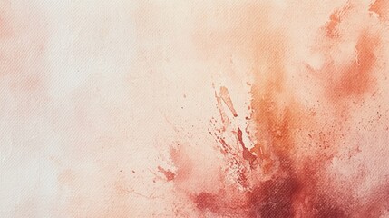 Obraz premium Abstract watercolor painting with orange and red splatters on white background.