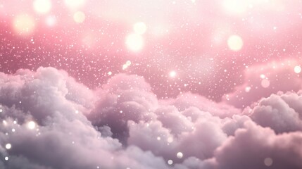 Fototapeta premium Pink and White Clouds with Sparkling Lights