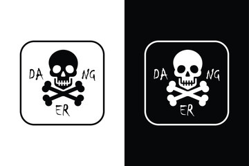 High Quality Skull Danger Silhouette Vector Icon in Monochrome.