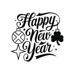 happy new year typography silhouette 