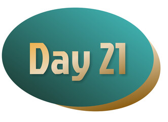 Day of the week identification label, green and gold, day 21.