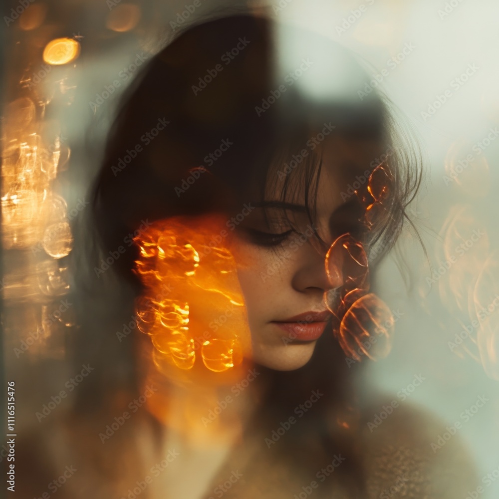 Aufkleber Blurred refraction light, bokeh or flare overlay effect