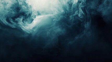Abstract Swirling Smoke in Teal and White