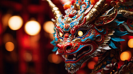 Lunar New Year Dragon Dance Mask Detail