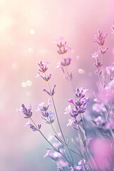 Obraz premium A calming, pastel-toned background soft gradients of lavender, blush pink, mint green, subtle botanical textures + watercolor washes, dreamy bokeh effects with ethereal copy space wellness mindfulness