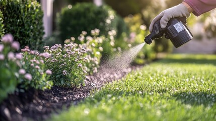 Focus on a garden where a combination of techniques is used for effective weed control.