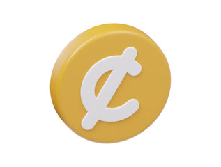 Cent coin icon 3d 