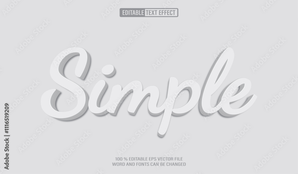 Poster editable 3d text style effect - simple white text effect