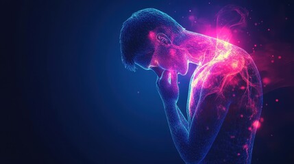 Abstract Human Silhouette with Colorful Light Effects