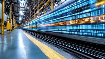 Obraz premium High-Speed Train in Motion: A Futuristic Railway