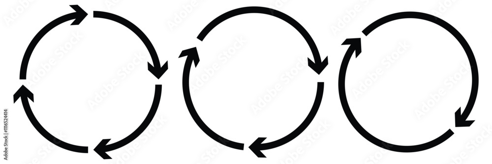 Aufkleber refresh icon set. refresh, reload, recycle, loop rotation, update icon, convert sign collection. vec
