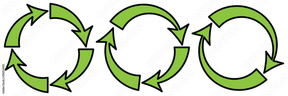 Aufkleber recycling icon collection. circle arrows icon set. rotate arrow and spinning loading symbol. eco log