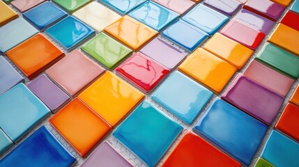 Colorful Glossy Square Tiles Pattern Design