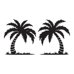Fototapeta premium Palm Tree Silhouette, Silhouette Plam Tree, vector Plam tree design, palm tree silhouette, Plam Tree Vector Icon, tropical palm trees icon
