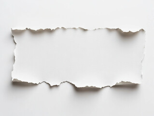 Fototapeta premium Torn white paper strip with rough edges on clean white background
