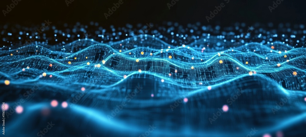 Poster abstract technology background. big data flow, visualization, data analysis. 3d render,