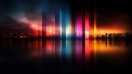 Fototapeta premium Vibrant Cityscape at Sunset: A Colorful Panorama