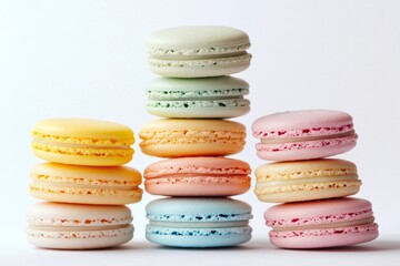 Fototapeta premium Colorful assortment of french macarons in artistic stack