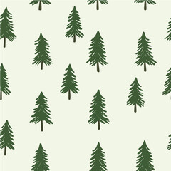 Obraz premium Pine tree seamless pattern vector isolated on light green background