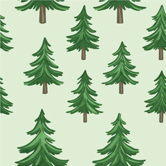 Obraz premium Pine tree seamless pattern vector isolated on light green background