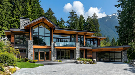 Modern Colorado Mountain Cabin with Snow Peak Views and Pine Forest, Luxury Aspen Alpine Retreat with Glass Walls
