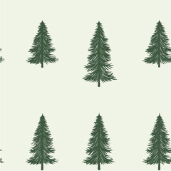 Obraz premium Pine tree seamless pattern vector isolated on light green background