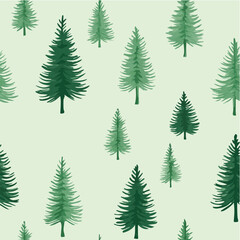 Pine tree seamless pattern vector isolated on light green background