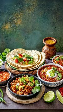Delicious tacos with fresh ingredients on a table, showcasing vibrant colors and textures.