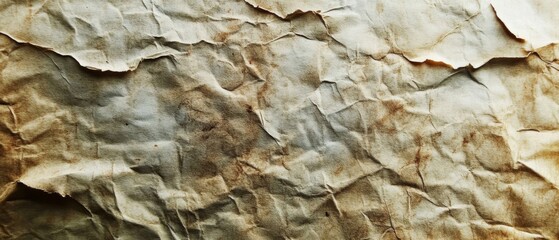 Fototapeta premium Close-up of a Crumpled, Brown, and Aged Piece of Paper