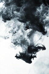 Black smoke swirling on white background
