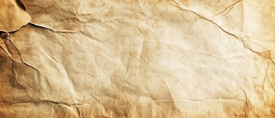 Close-up of a Crumpled and Aged Paper Sheet with a Tear