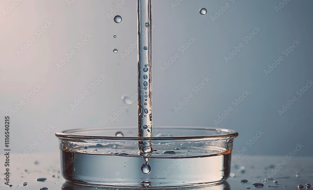 Aufkleber glass of water with a small stream of water coming out of it. the water is clear and has small dropl