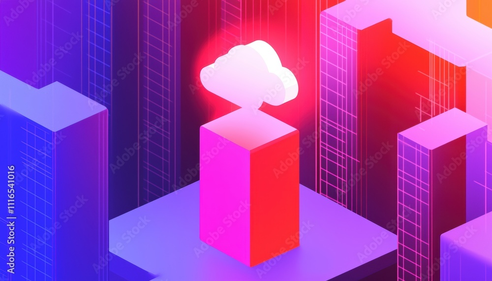 Poster cloud computing concept digital cityscape 3d graphic visualization futuristic environment abstract v