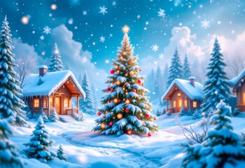 Obraz premium Árbol de navidad en el bosque