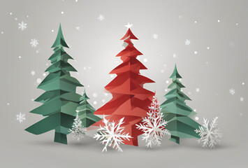 Obraz premium christmas card with christmas tree and snowflakes