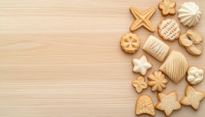 Fototapeta premium Deliciously decorated cookies kitchen food photography bright environment top view culinary concept for baking enthusiasts