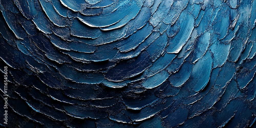 Poster abstract texture of layered blue paint showcasing depth and movement in a circular pattern