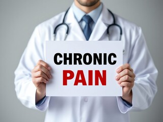 Doctor Holding a "Chronic Pain" Sign, Medical Awareness Photograph
