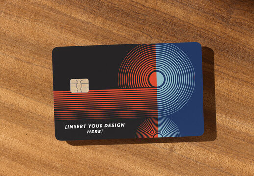 Credit Card Resting on Wooden Surface