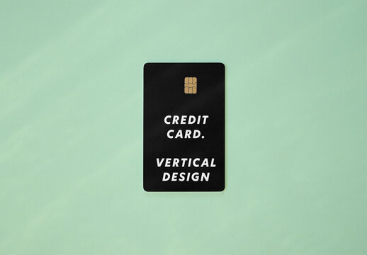 Vertical Credit Card on a Soft Green Background