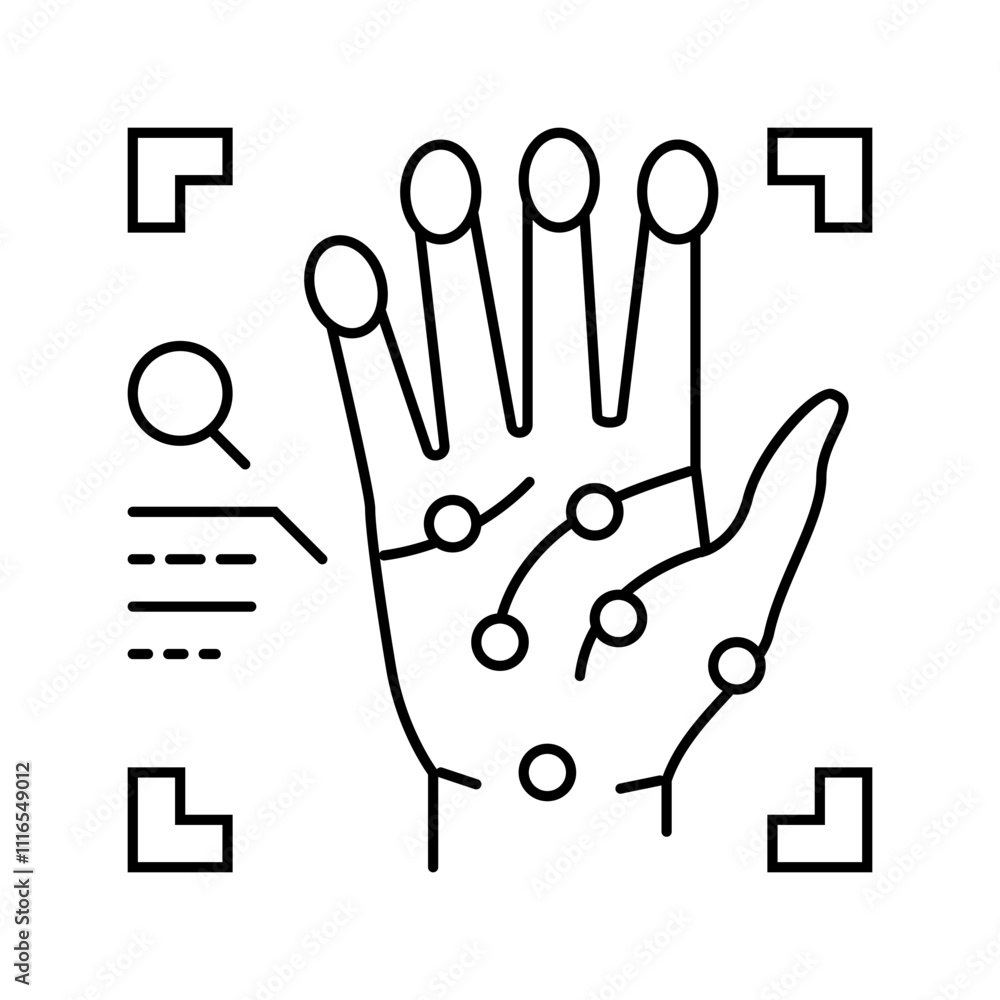 Poster handprint recognition line icon vector. handprint recognition sign. isolated contour symbol black il