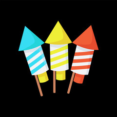 Vibrant Flat Design Fireworks Illustration