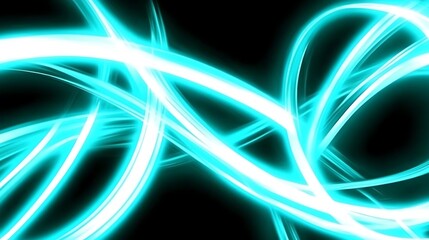 Abstract Glowing Cyan Light Trails Swirling Design
